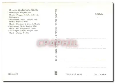 100 Jahre Straßenbahn Görlitz — 4 veículos históricos — Verso