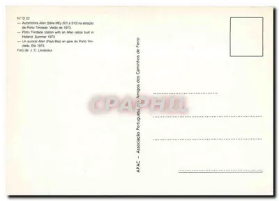Automotora Allan (Série MEy 301 a 310) — estação de Porto Trindade — editor APAC, n° D 02 — Verso