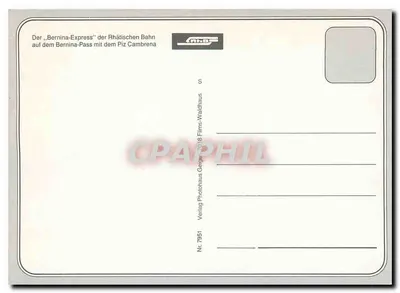 Bernina Express — czerwony pociąg przez pasmo Bernina — Films-Waldhaus, n° 7951 — Rewers