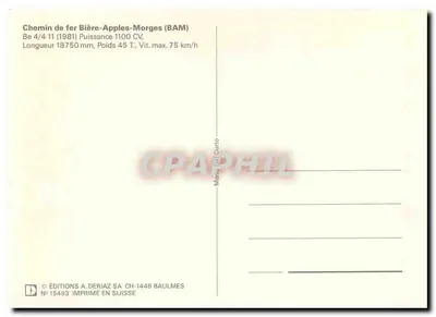 Tramway BAM — Be 4/4 11 — Éditions A. Deriaz SA — Verso