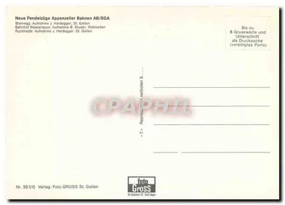 Appenzeller Bahnen — czerwone pociągi w górach — wydawca Foto GROSS St. Gallen, nr 39515 — Rewers