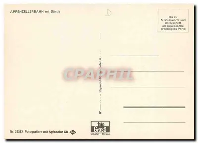Appenzellerbahn com Säntis — n°35283 — Gross St.Gallen - St.Fiden — Verso