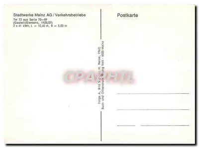 Tramway Tw 72 — série 70-89 — editor Stadtwerke Mainz AG — Verso