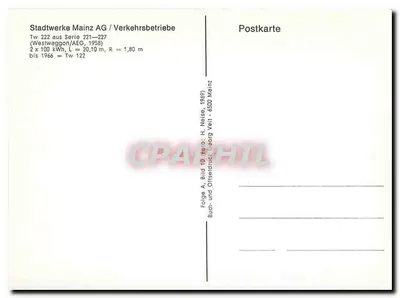 Tramwaj w Mainz — Wagon 222, seria 221-227 — wydawca Stadtwerke Mainz AG — Rewers