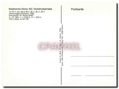 Trem de Mainz — propaganda IDEE-KAFFEE — editor Stadtwerke Mainz AG — Verso