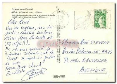 Modane (Savoie) — Ogólny widok zdominowany przez Rateau-d'Aussois (3117 m.), Aiguille Doran (3039 m.) — Wydawnictwo EDY - 467, rue Nicolas Parent, 73000 Chambéry — Rewers