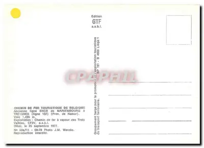 Caminho de Ferro Turístico da Bélgica — Antiga linha SNCB de Mariembourg a Treignes (linha 132) — Edição GTF a.s.b.l. — Verso