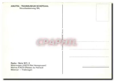 Tramwaj w Schepdaal — Motrice A 9073 — wydawca AMUTRA - Trammuseum Schepdaal — Rewers