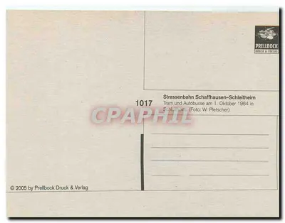Tram e ônibus em Schleitheim — 1º de outubro de 1964 — edição Prellbock Druck & Verlag n°1017 — Verso