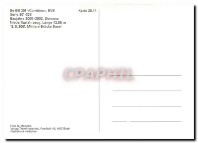 Tramway Combino — Basileia — Verlag Trämlil-Impress — Verso