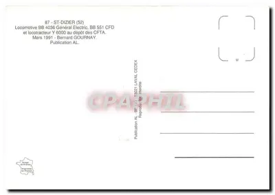 St-Dizier (52) — Lokomotywa BB 4036 General Electric i lokotraktor Y 6000 na stocznicy CFTA — Wydawnictwo AL — Rewers