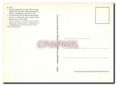 Trem em Vila Real de Santo António — APAC — N° B 04 — Verso