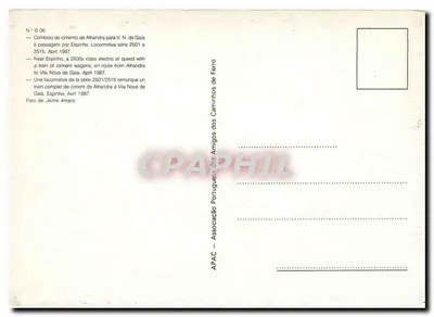 Trem de vagões de cimento em Espinho — Locomotiva série 2501/2515 — APAC — Verso