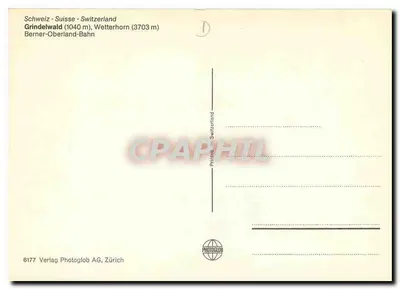 Grindelwald — widok Wetterhorn — Verlag Photoglob AG, Zürich — Rewers