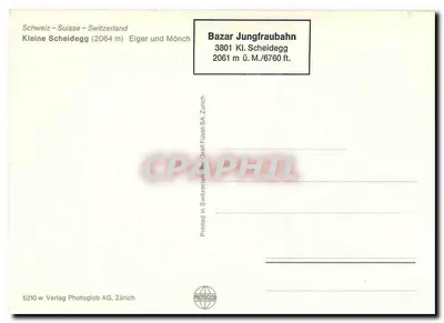 Kleine Scheidegg — Éiger und Mönch — Verlag Photoglob AG, Zürich — Verso