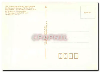 Tramway n°1716 — VEB Verkehrsbetriebe der Stadt Dresden — série 301777/80 — Verso