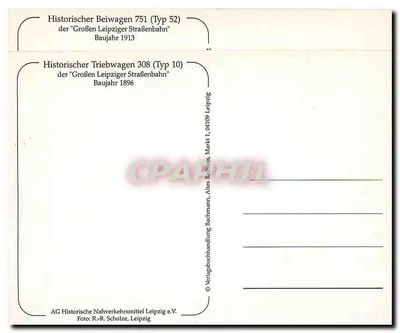 Historiczny tramwaj — Grosse Leipziger Strassenbahn — AG Historische Nahverkehrsmittel Leipzig — Rewers