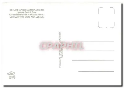 La Chapelle-Anthénaise — Linia Paryż-Brest — TGV n°8622, PN 151 — Wydawnictwo AL, BP 123, 59421 Laval CEDEX — Rewers