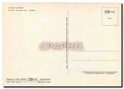 Vale Vigezzo — Trem na estação de Domodossola no inverno — Edição Ferrovie Vigezzine — Verso