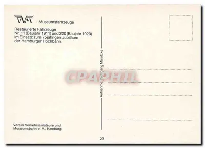 Trem especial — Hamburgo — Verein Verkehrsamateure und Museumsbahn e.V., Hamburgo — Verso