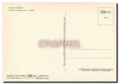 Vale do Vigezzo — Ferrovia Domodossola - Locarno — Edição Ferrovie Vicentine — Verso