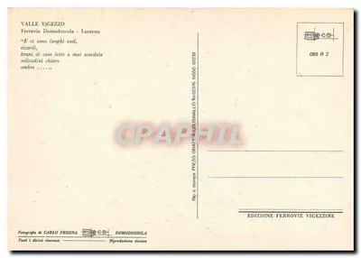Valle Vigezzo — Trem sobre viaduto de montanha — Edição Ferrovie Vigezzine — Verso
