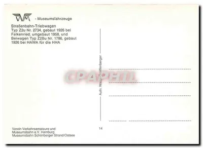 Tramways em Schönenberger Strand — Tramway Z2u Nr. 2734 e Beiwagen Z2Bu Nr. 1786 — editor Verein Verkehrsamateure und Museumsbahn e.V. Hamburg — Verso