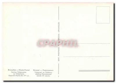 Aparelhos telegráficos e telefônicos — Museu Postal de Bruxelas — n°7 — Verso