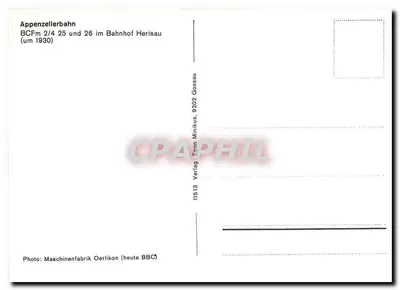 Appenzellerbahn — BCFm 2/4 25 i 26 na stacji Herisau — Verlag Ebn Oerlikon — Rewers