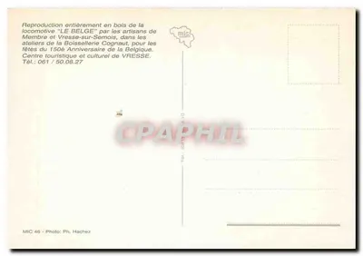 Locomotiva 'LE BELGE' — reprodução em madeira — atelier Cognaut, Vresse-sur-Semois — Verso