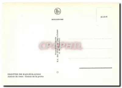 Jaskinie Han-sur-Lesse — Przyjazd tramwaju — wejście do jaskini — IRIS — Rewers