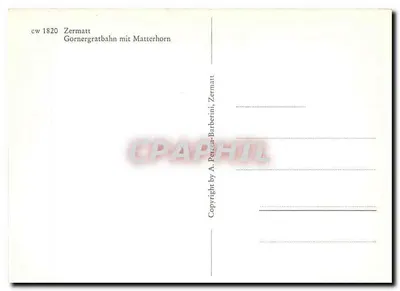 Zermatt — Gornergratbahn com o Matterhorn — A. Pertin-Barberini — Verso