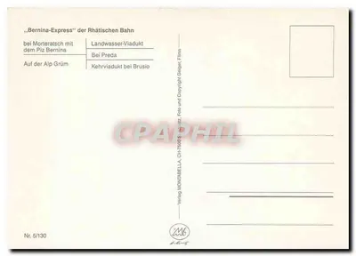 Bernina Express — Chur-St. Moritz/Pontresina — Verlag Montabella — Verso