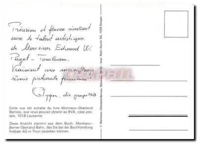 Chamby — Estação — Chefe da Estação — ilustração de trams — Verso