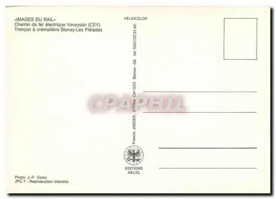 Caminho de ferro elétrico Veveysan (CEV) — Trecho Bionay-Les Pléiades — Edições Helio — Verso