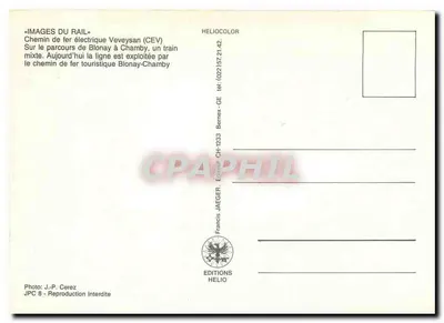 Elektryczny Kolej Veveysan (CEV) — Blonay-Chamby — Wydawnictwo Helio — Rewers