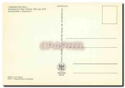 Automotriz RAE 418 Número 1021 das CFF — apelidada de « Churchill » — Edições Helio — Verso