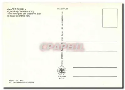 Mieszany pociąg blisko Diablerêts (ASD) – Aigle-Sépey – Wydawnictwo Helio, seria JPC 13 — Rewers