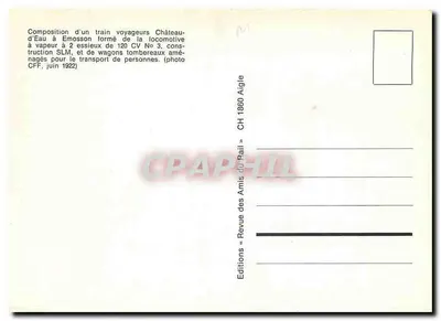 Castelo-d'Eau em Emosson — trem de passageiros a vapor — Edições « Revue des Amis du Rail » — Verso