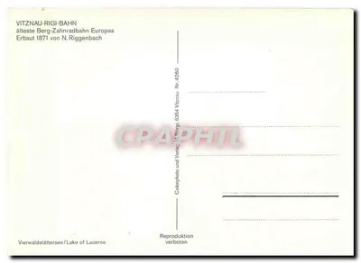 Trem de cremalheira Vitznau-Rigi — Vitznau-Rigi-Bahn — editor Vitznau, n° 4260 — Verso