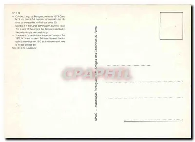 Tramway n°4 em Coimbra — versão 1973 — editor APAC — Verso