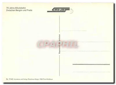 Albulabahn — 75 lat między Bergün a Preda — RhB, nr 7143 — Rewers