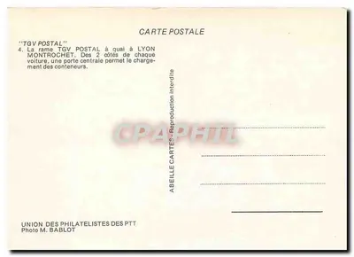 Composição TGV Postal em Lyon Montrochet — União dos Filatelistas das PTT, foto M. Bablot — Verso