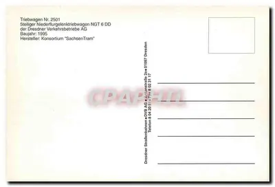 Tramway n°2501 — Dresden — DVB AG — Verso