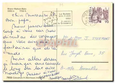 Trem a vapor BRB 6 — Brienzer Rothornbahn — Fotografia colorida H. Steinhauser — Verso