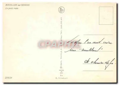 Bouillon nad Semois — Mały pociąg — Wyd. THILL.S.A. & G. Trimboli, nr 250/24 — Rewers