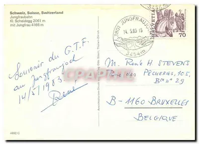 Jungfraubahn — Jungfraujoch 2061 m — Anschickarten-Druck Otto Sägeli, Thalwil-Zürich — Verso