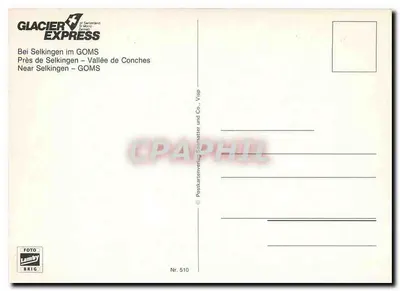 Trem vermelho perto de Selkingen — Goms — editor Lamby Brig, n° 510 — Verso