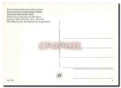 Lokomotiva E 250 252-4 — Schweizerische Südostbahn (SOB) — Rudolf Suter AG, Zürich, n° 710 — Verso
