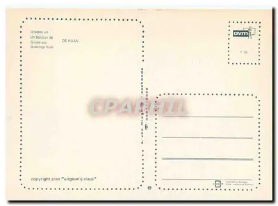 De Haan — carta postal turística com mapa e fotos — a. van mieghem - postzending — Verso